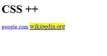 Un interface avec un titre CSS et deux lien qui surbrille ne jaune lord du passage de la souris dessus